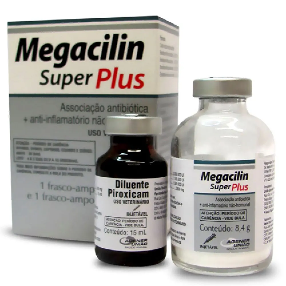 ANTIBACTERIANO USO INJETÁVEL MEGACILIN SUPER PLUS 8,4 G DE PÓ E FRASCOS-AMPOLA COM 15 ML DE DILUENTE ESTÉRIL - AGENER UNIÃO