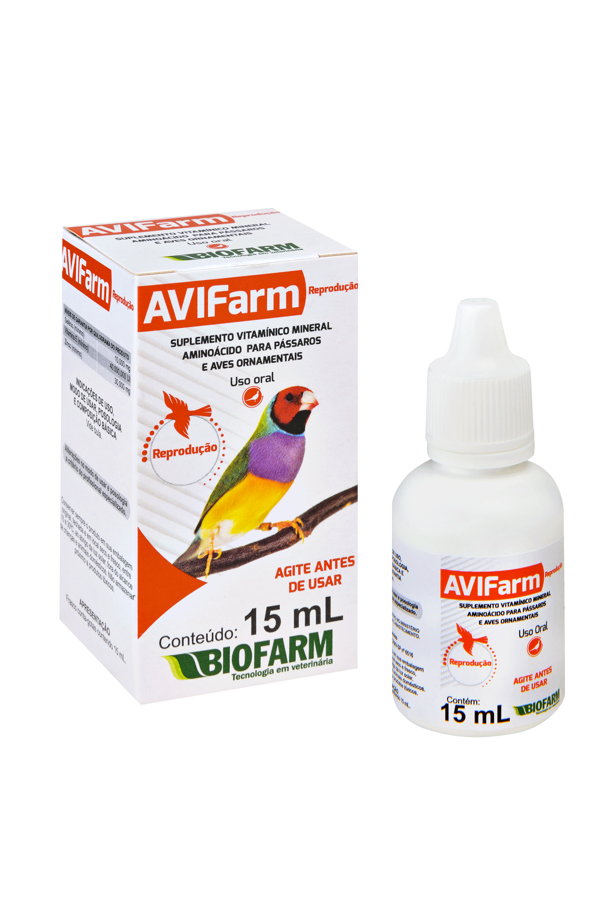 SUPLEMENTOS PARA PASSÁROS AVIFARM REPRODUÇÃO 15ML - BIOFARM
