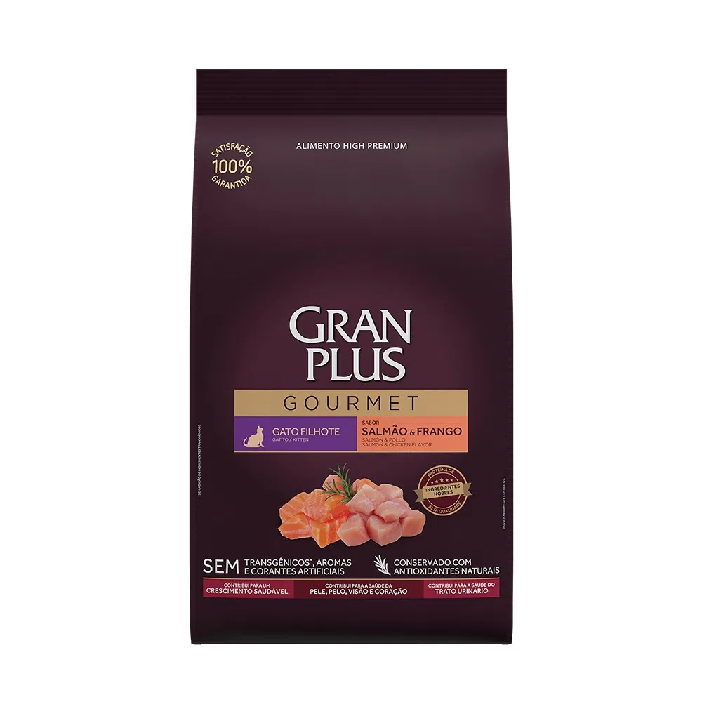 RAÇÃO GRANPLUS GOURMET GATO FILHOTE SALMÃO E FRANGO 3KG