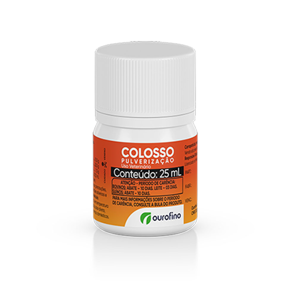 CARRAPATICIDA, MOSQUICIDA, BERNICIDA, SARNICIDA, PIOLHICIDA E REPELENTE COLOSSO PARA PULVERIZAÇÃO 25ML - OUROFINO