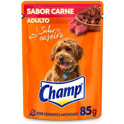 RAÇÃO ÚMIDA CHAMP SACHÊ PARA CÃES ADULTOS SABOR CASEIRO CARNE 85G