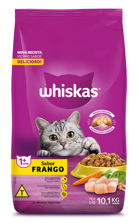 RAÇÃO WHISKAS FRANGO GATOS ADULTOS 10,1KG