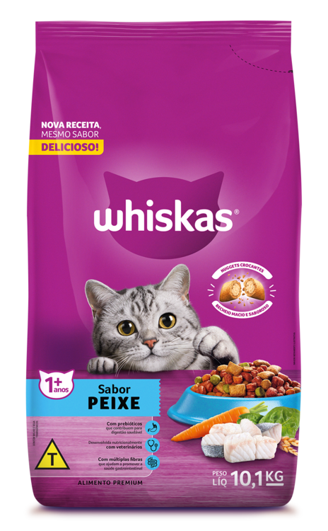 RAÇÃO WHISKAS PEIXE GATOS ADULTOS 10,1KG