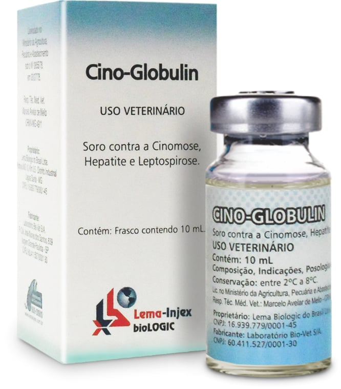 SORO CONTRA A CINOMOSE, HEPATITE E LEPTOSPIROSE CINO GLOBULIN 10ML - LEMA-INJEX