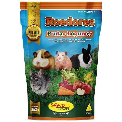 RAÇÃO EXTRUSADO ROEDORES FRUTAS E LEGUMES 350G - SELLECTA