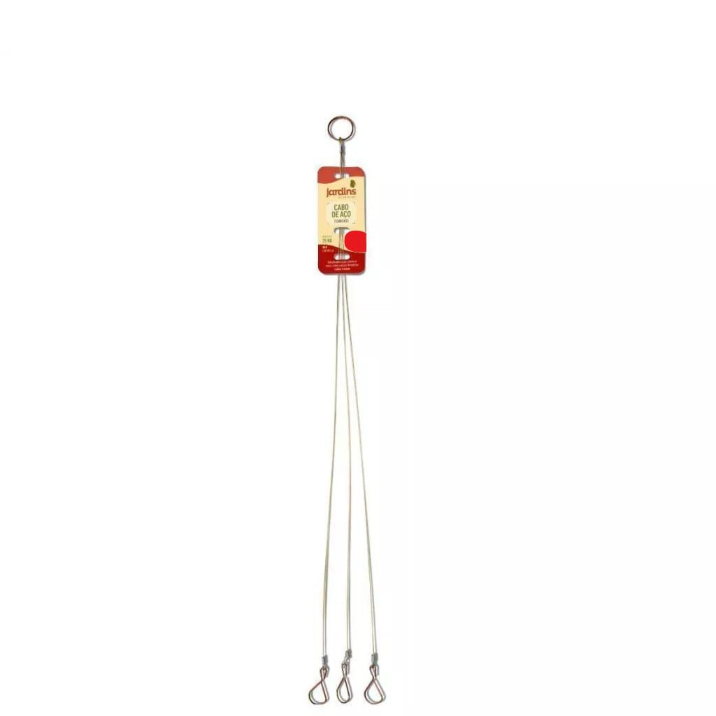 CABO DE AÇO PARA VASOS E CUIAS COM 3 GANCHOS DOURADO 65CM