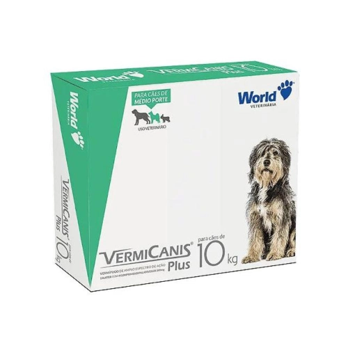 VERMÍFUGO PARA CÃES DE ATÉ 10KG VERMICANIS PLUS 800MG 4 COMPRIMIDOS - WORLD VETERINÁRIA
