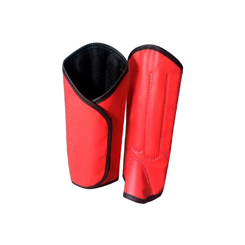PERNEIRA PROTETORA PARA ROÇADOR COM VELCRO EM AÇO VERMELHO - BRANCO