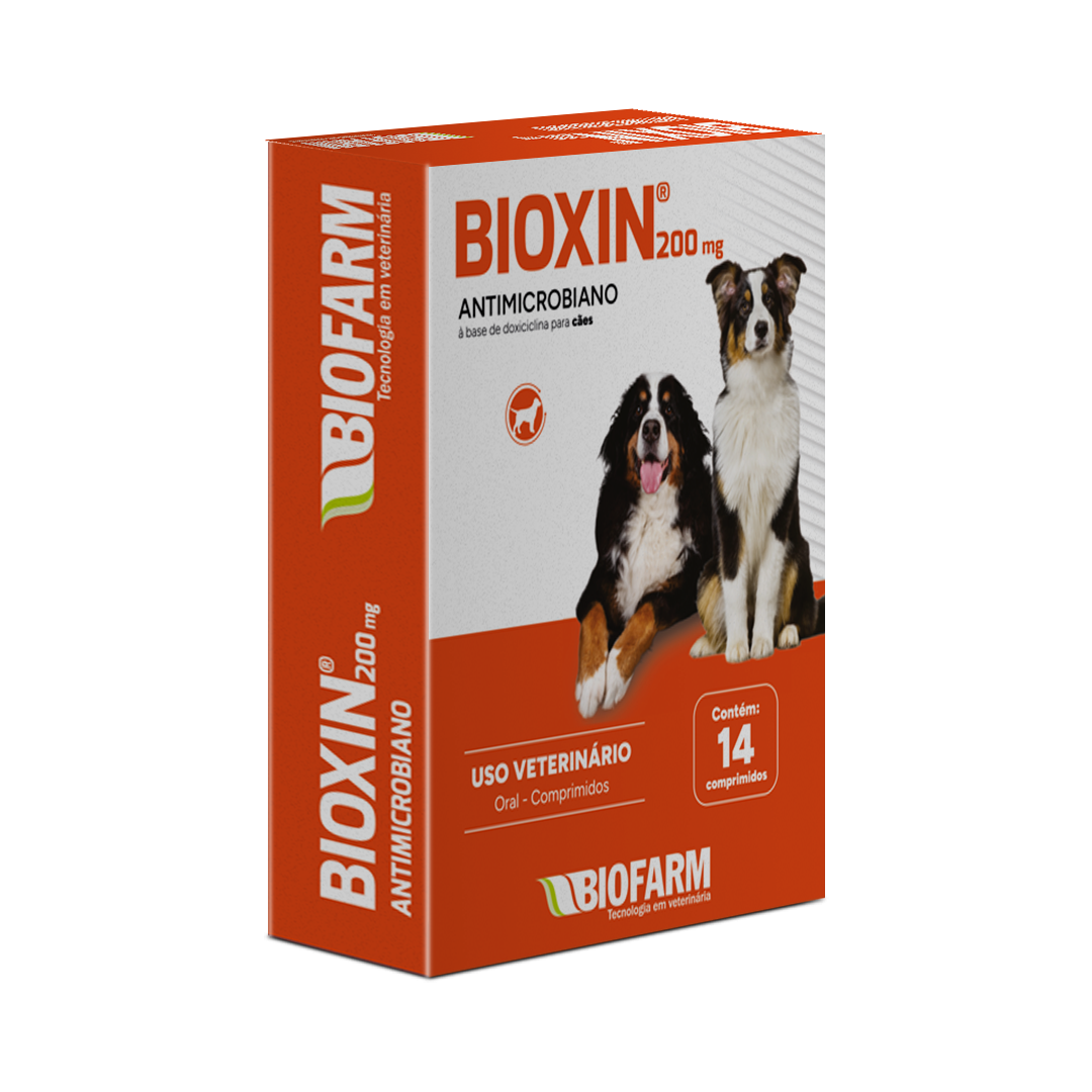 ANTIMICROBIANO DOXICICLINA PARA CÃES E GATOS BIOXIN 200MG 14 COMPRIMIDOS - BIOFARM