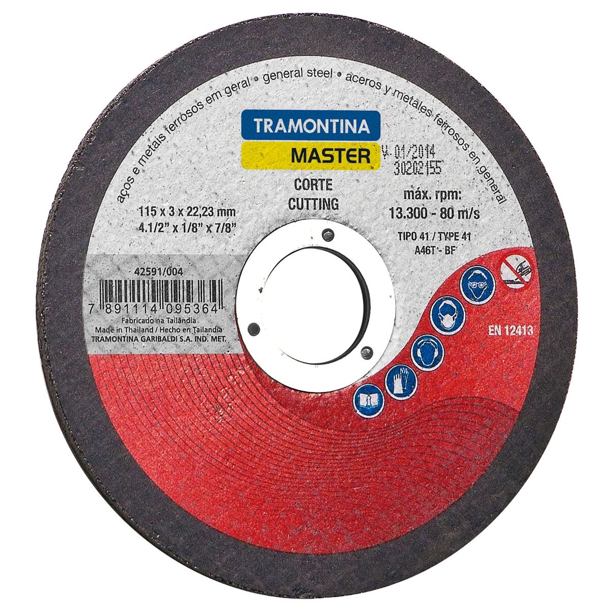 DISCO DE CORTE 4.1/2” TRAMONTINA MASTER PARA AÇOS E METAIS - 42591004