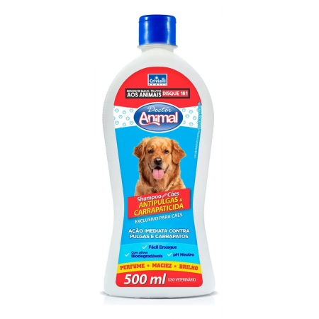 SHAMPOO PARA CÃES ANTIPULGAS E CARRAPATICIDAS 500ML DOCTOR ANIMAL