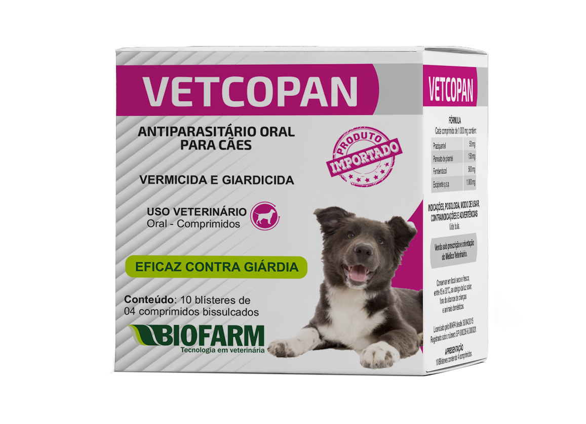 ANTIPARASITÁRIO ORAL PARA CÃES VETCOPAN 10 BLISTERES COM 4 COMPRIMIDOS - BIOFARM
