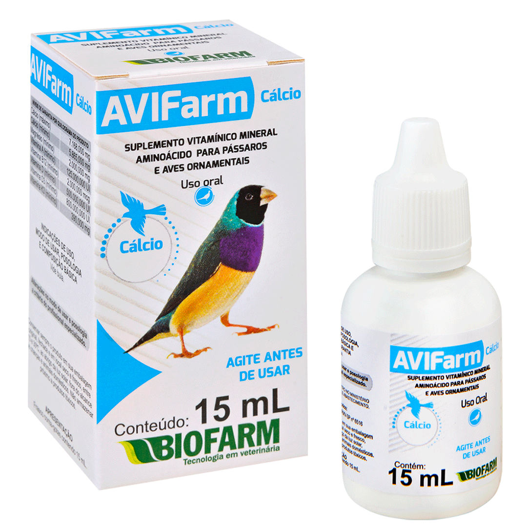 SUPLEMENTO ALIMENTAR PARA AVES AVIFARM CÁLCIO 15ML - BIOFARM