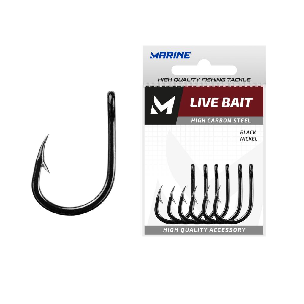 ANZOL LIVE BAIT BLACK NICKEL TAMANHO 9/0 CARTELA COM 10 UNIDADES - MARINE