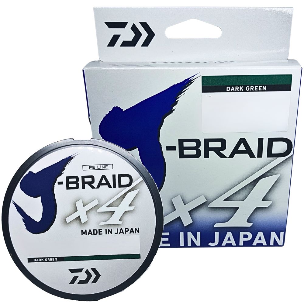 LINHA DE PESCA MULTIFILAMENTO J-BRAID X4 VERDE ESCURO 40LB/18,1KG 135M