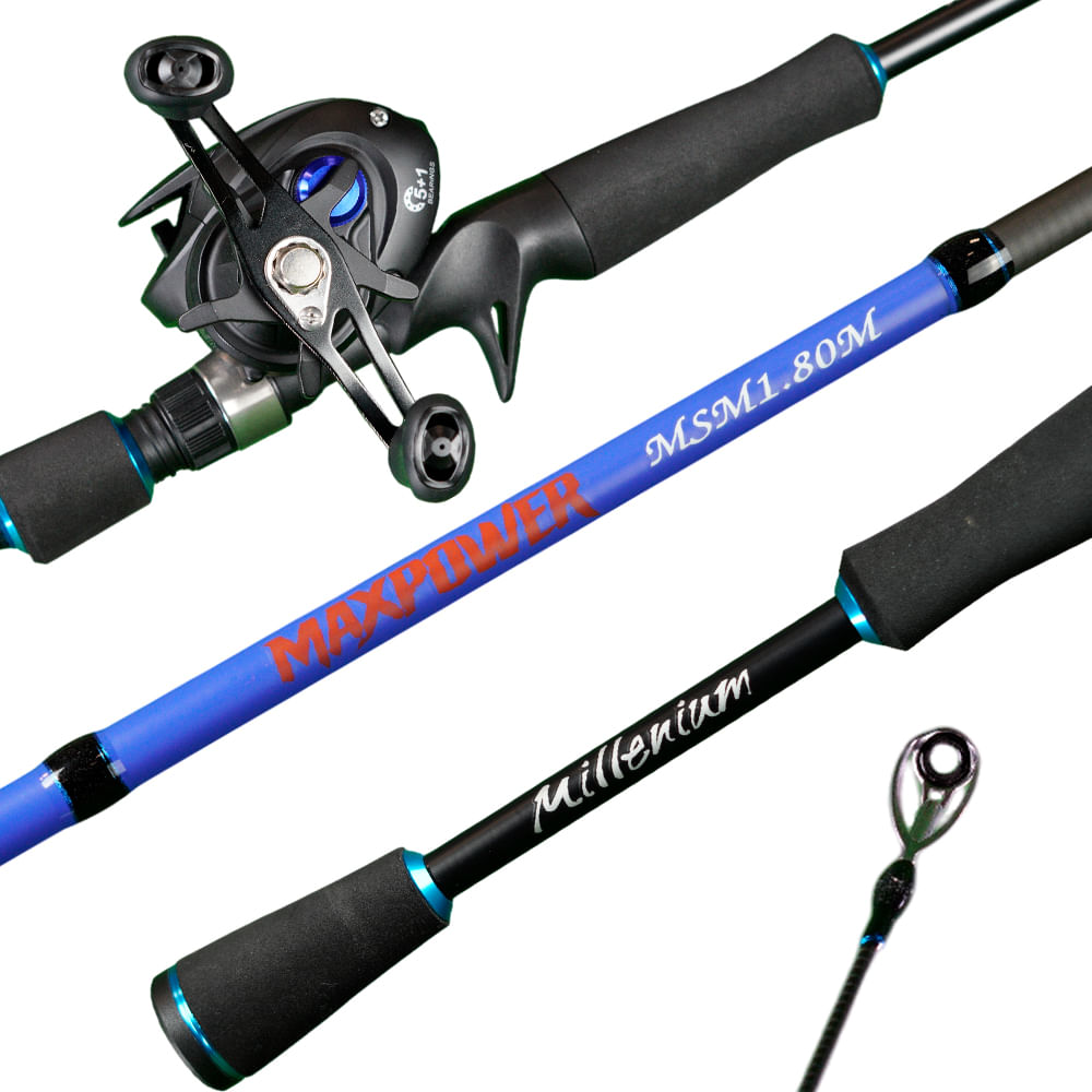 COMBO VARA E CARRETILHA MAXPOWER ESQUERDA 1,80M - PESCA BRASIL