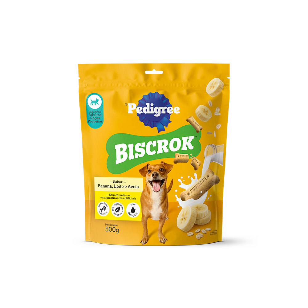 BISCOITO PEDIGREE BISCROK BANANA LEITE AVEIA 500G