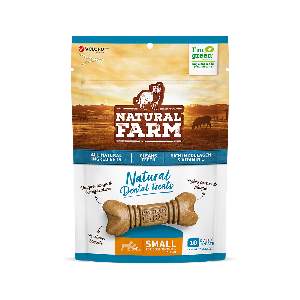 SNACK DENTAL TREATS PARA CÃES DE PORTE PEQUENO 210G - NATURAL FARM
