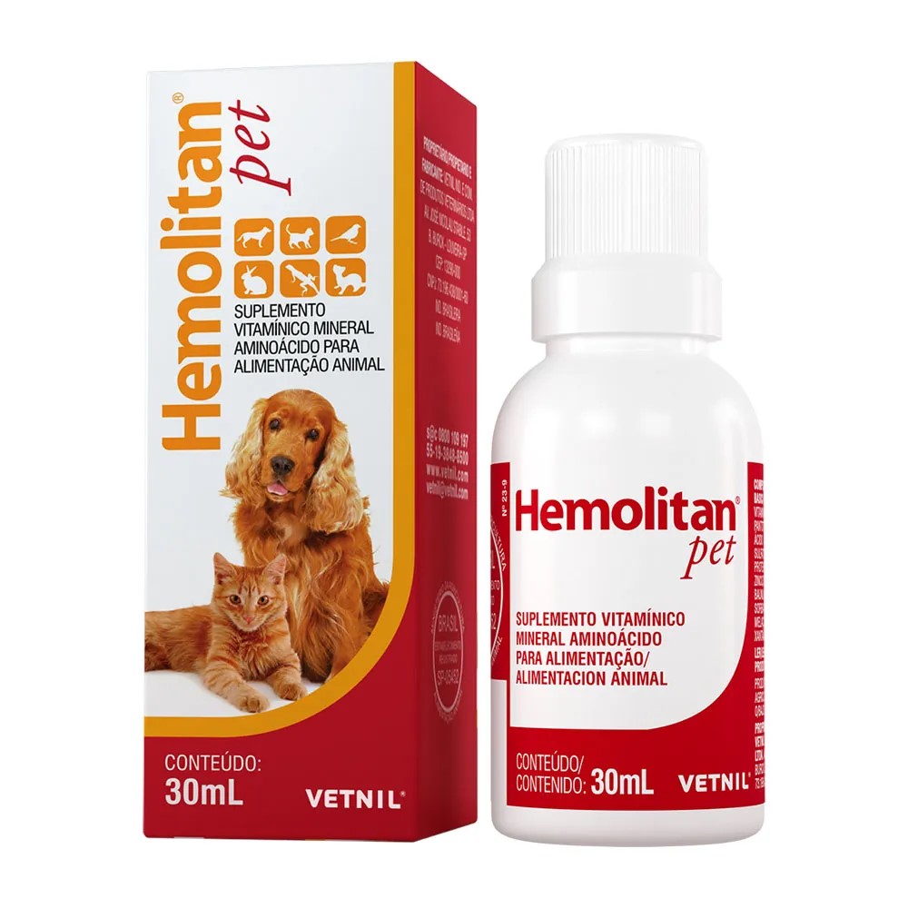 SUPLEMENTO VITAMÍNICO USO ORAL HEMOLITAN PET 30ML - VETNIL