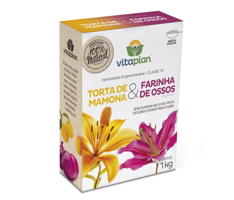 FERTILIZANTE TORTA DE MAMONA + FARINHA DE OSSOS 1KG - VITAPLAN