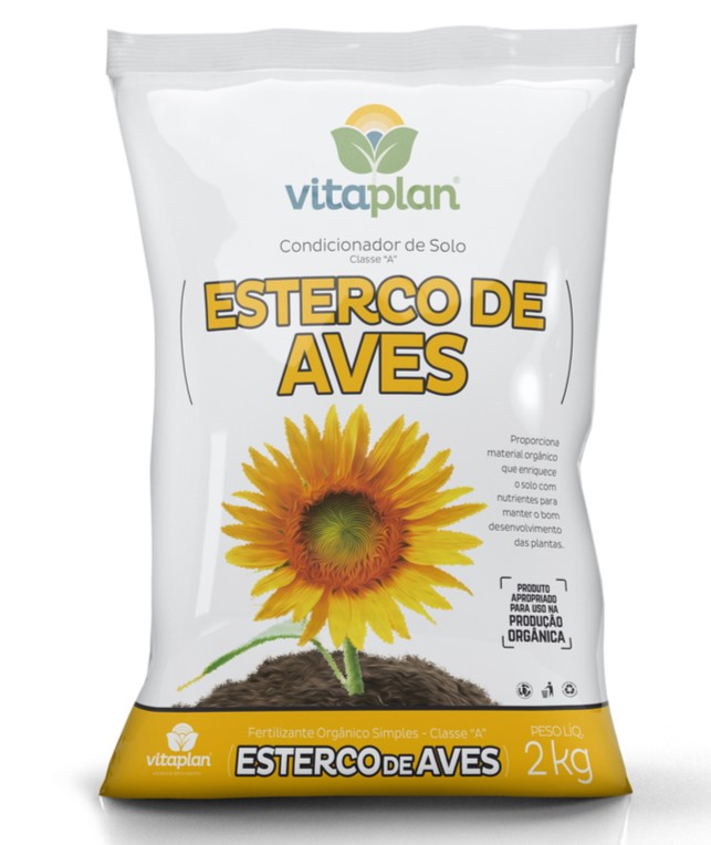 FERTILIZANTE ORGÂNICO SIMPLES ESTERCO DE AVES 2KG - VITAPLAN