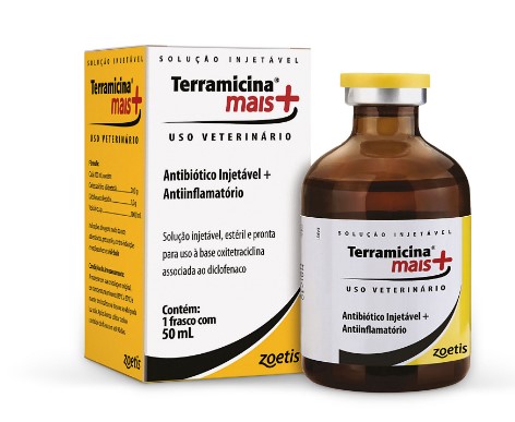 ANTIBIÓTICO E ANTI-INFLAMATÓRIO INJETÁVEL TERRAMICINA MAIS 50ML - ZOETIS