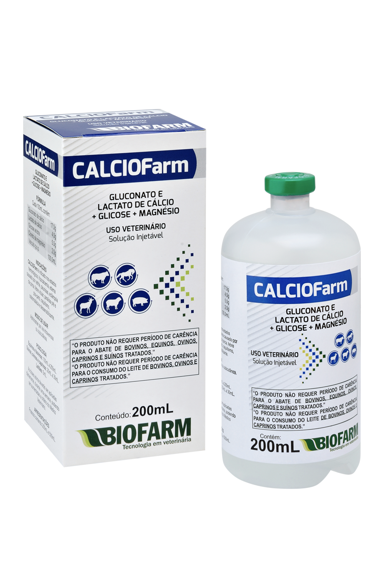 GLUCONATO ELACTADO DE CÁLCIO + GLICOSE + MAGNÉSIO CALCIOFARM 200ML USO INJETÁVEL - BIOFARM 