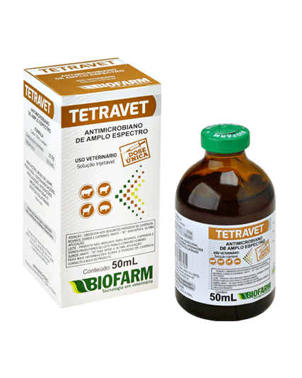 ANTIMICROBIANO DE AMPLO ESPECTRO TETRAVET 50ML USO INJETÁVEL - BIOFARM