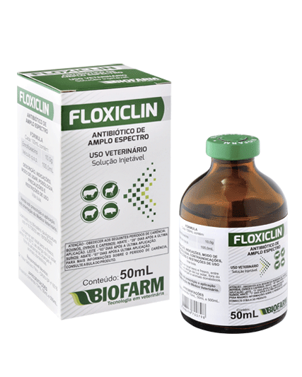 ANTIBIÓTICO DE AMPLO ESPECTRO FLOXICLIN 50ML USO INJETÁVEL - BIOFARM