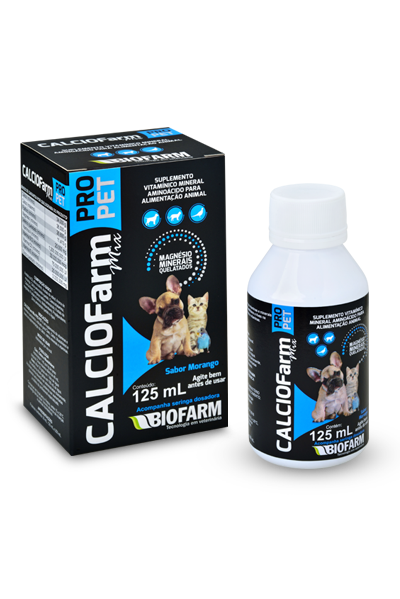 SUPLEMENTO VITAMÍNICO, AMINOÁCIDOS E MINERAL PARA ALIMENTAÇÃO ANIMAL CALCIOFARM MIX PRO PARA CÃES E GATOS 125ML - BIOFARM