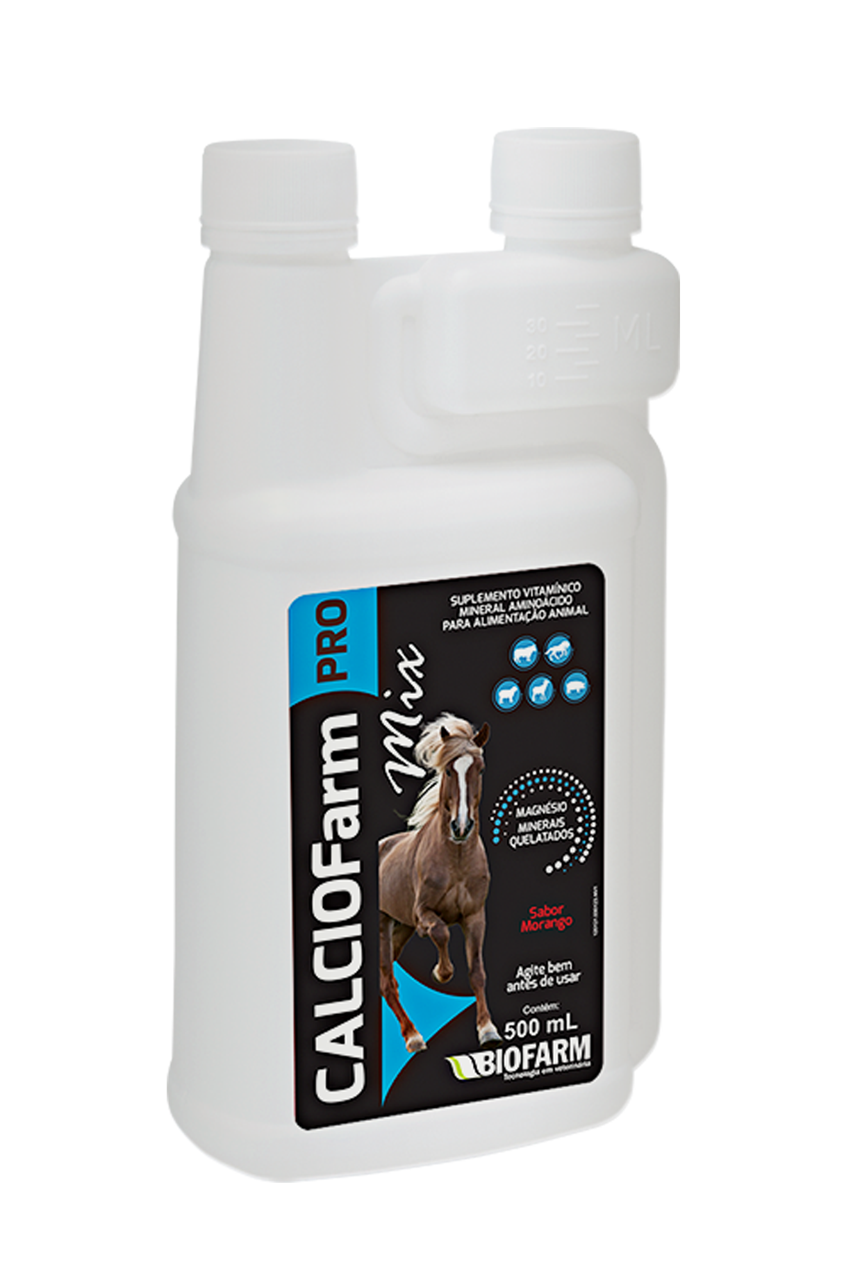 SUPLEMENTO VITAMÍNICO, AMINOÁCIDOS E MINERAL PARA ALIMENTAÇÃO ANIMAL CALCIOFARM MIX PRO 500ML - BIOFARM