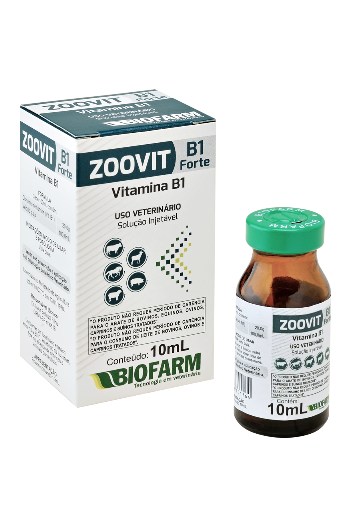 VITAMINA B1 ZOOVIT B1 FORTE 10ML USO INJETÁVEL - BIOFARM