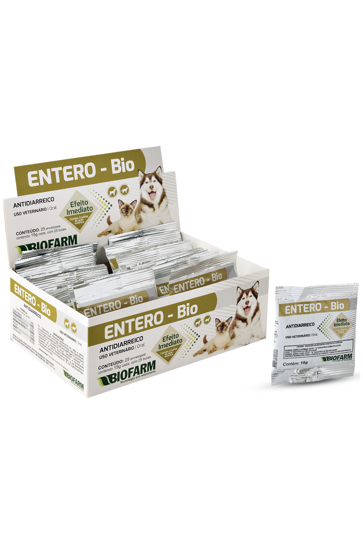 ANTIDIARREICO COM EFEITO IMEDIATO ENTERO-BIO PARA CÃES E GATOS 15G - BIOFARM