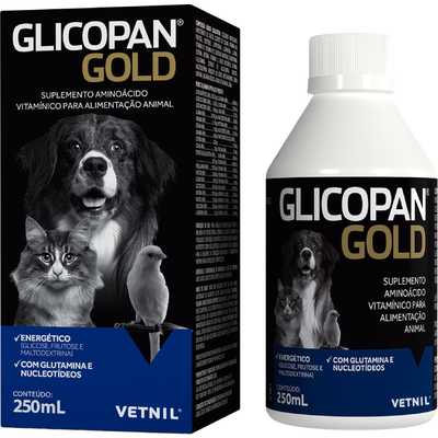 SUPLEMENTO VITAMÍNICO USO ORAL PARA PETS GLICOPAN GOLD 250ML - VETNIL