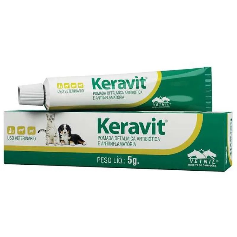 POMADA OFTÁLMICA ANTIBIÓTICA E ANTI-INFLAMATÓRIA KERAVIT 5G - VETNIL