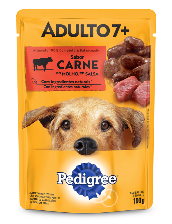 RAÇÃO ÚMIDA PEDIGREE SACHÊ CARNE AO MOLHO PARA CÃES ADULTOS SÊNIOR 7+ ANOS 100G