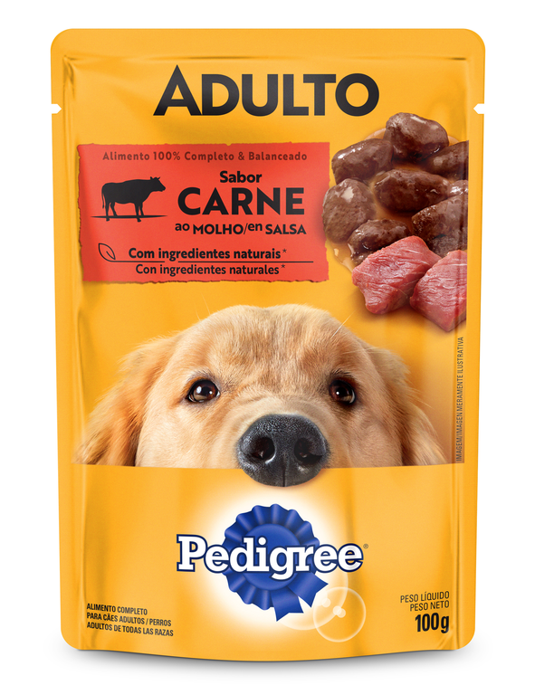 RAÇÃO ÚMIDA PEDIGREE SACHÊ CARNE AO MOLHO PARA CÃES ADULTOS 100G