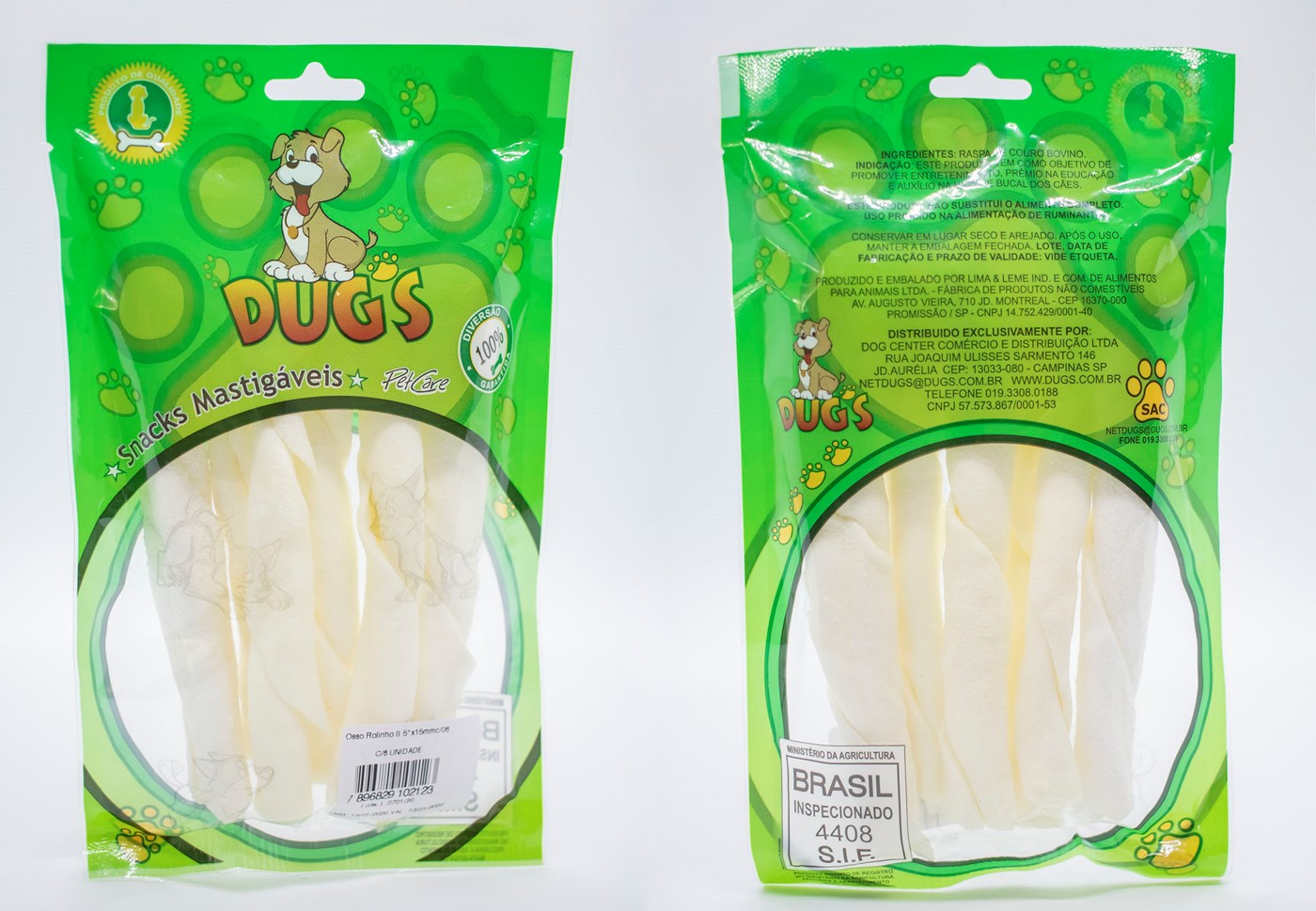 OSSO EM ROLINHOS PARA CÃES 6 UNIDADES - DUG'S